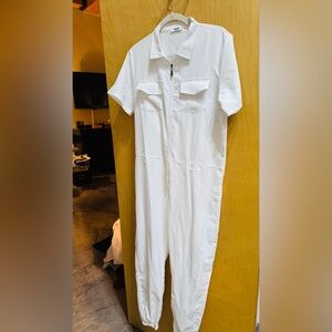 Men's White Zip-Front Coverall Jumpsuit
